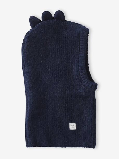 Dino Beanie for Boys khaki+navy blue 