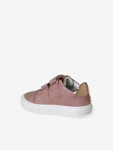 Trainers with leather velcro straps for babies gold+rosy+white 