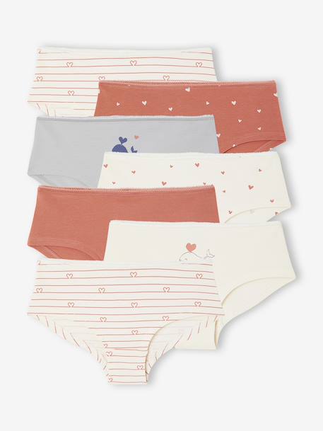Pack of 7 shorties for girls beige 