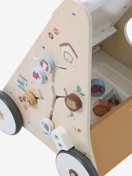 Wooden Walker with Brakes - Wood FSC® Certified caramel+rose+WHITE MEDIUM SOLID WITH DESIGN+wood 