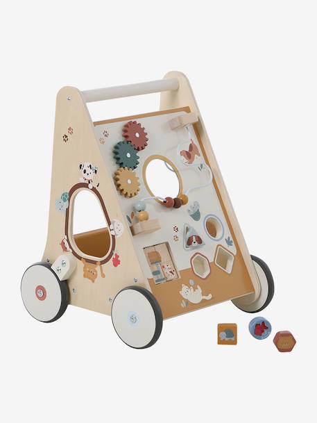 Wooden Walker with Brakes - Wood FSC® Certified caramel+rose+WHITE MEDIUM SOLID WITH DESIGN+wood 