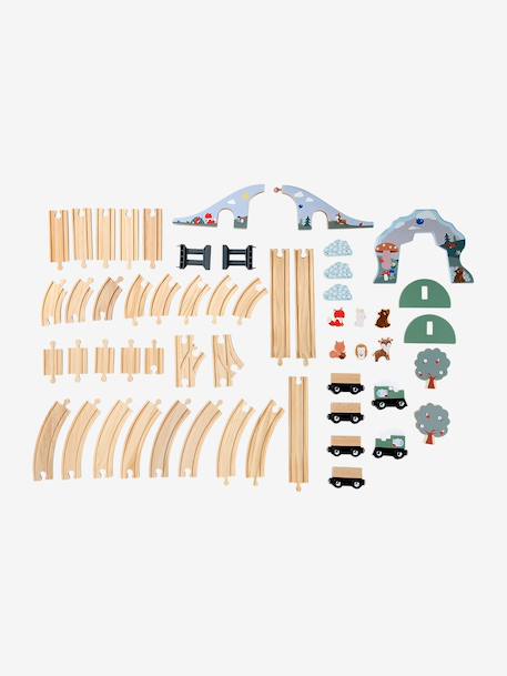 FSC 100% 55-piece wooden train set wood 
