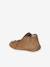 Soft leather baby slippers with zip brown+sage green 