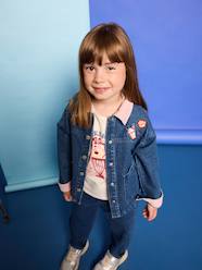 Girls-Coats & Jackets-Denim jacket with corduroy collar for girls