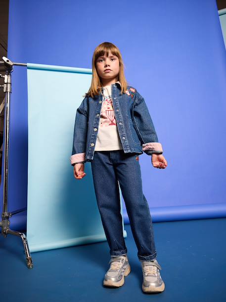Denim jacket with corduroy collar for girls medium blue 