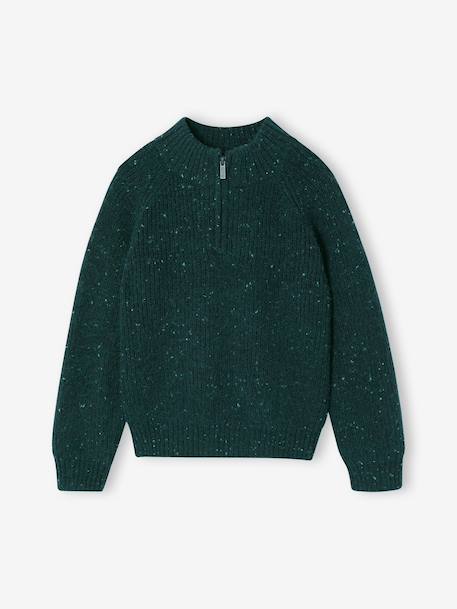 High neck jumper for boys marl blue 