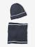 Pack of ribbed knit hat and snood for boys navy blue 