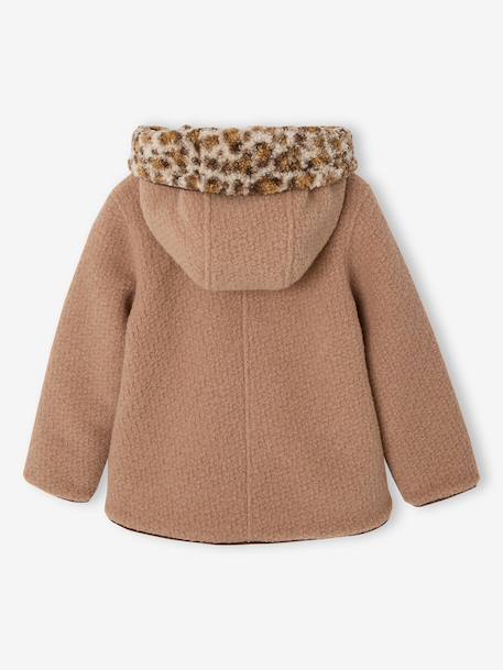 Hooded coat for girls camel+navy blue 