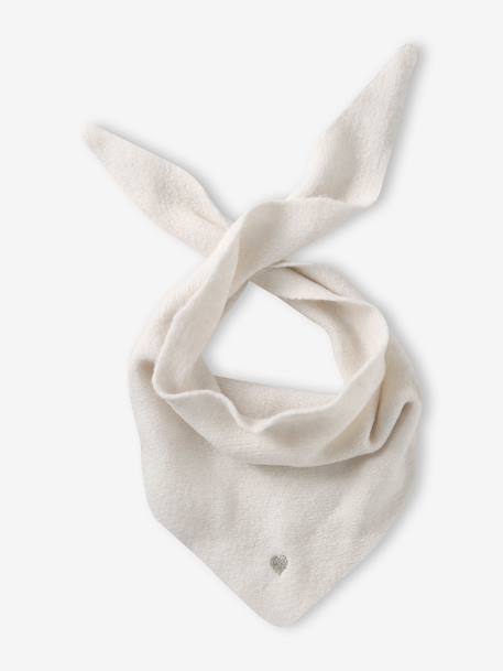 Triangle knit scarf for girls ecru 