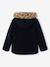 Hooded coat for girls camel+navy blue 