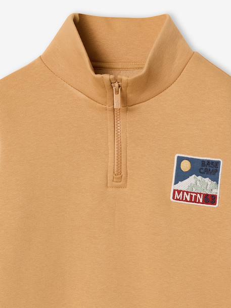 Sweatshirt with trucker collar for boys peacock blue+yellow 
