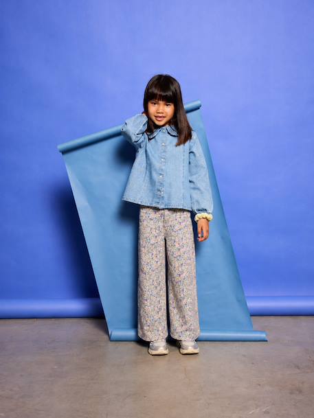 Wide-leg trousers for girls lilac 