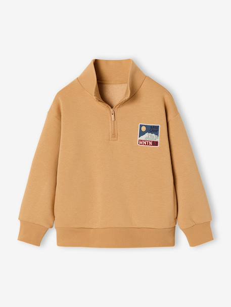 Sweatshirt with trucker collar for boys peacock blue+yellow 