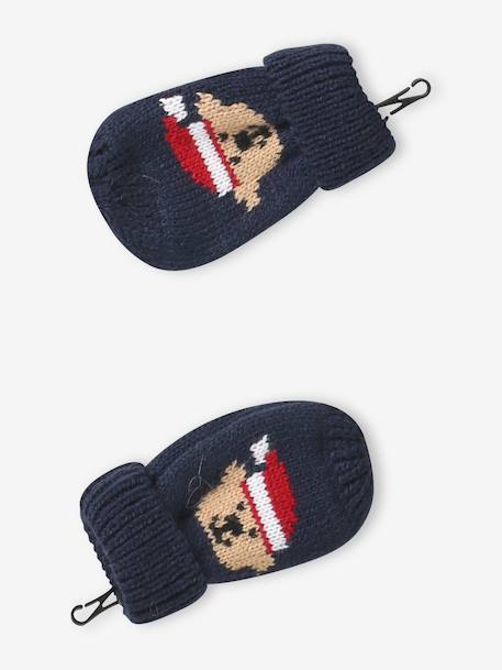 3-piece baby hat, snood and mittens set navy blue 
