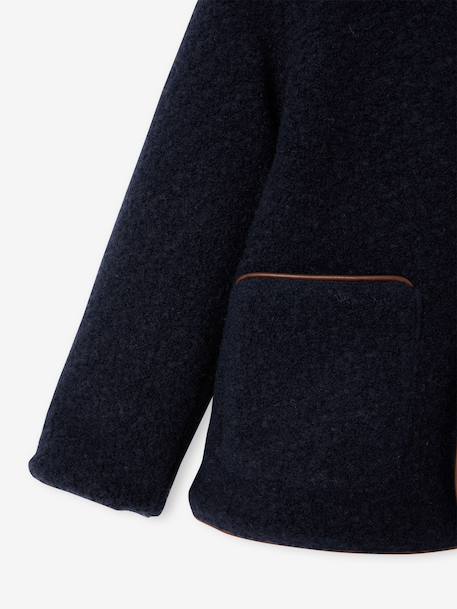 Hooded coat for girls camel+navy blue 