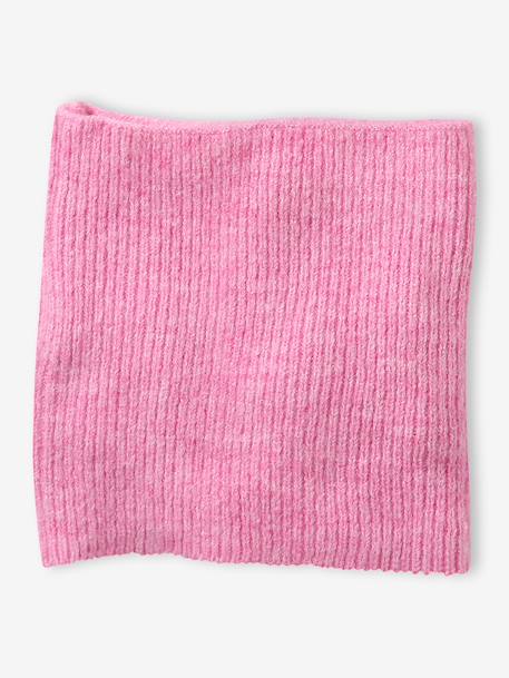 Knitted hat and snood set for girls fuchsia 
