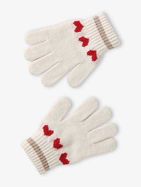 Girls' hat, snood and mittens set ecru 