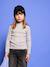 Long-sleeved roll-neck top for girls ecru+green 