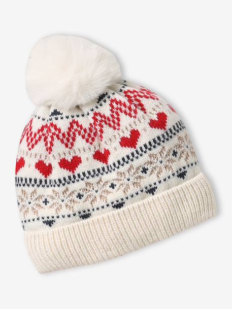 Girls' hat, snood and mittens set ecru 