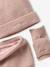 Hat, snood and mitten set for girls sand beige 