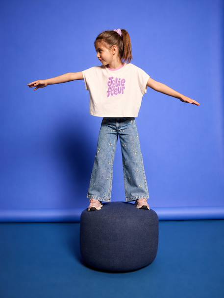 Short-sleeved T-shirt for girls ecru 