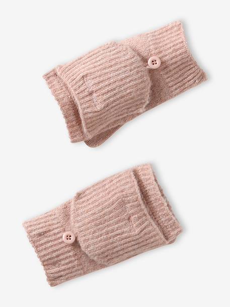 Hat, snood and mitten set for girls sand beige 