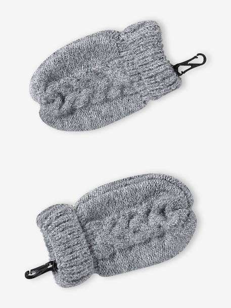 Baby hat, snood and mittens set marl grey 