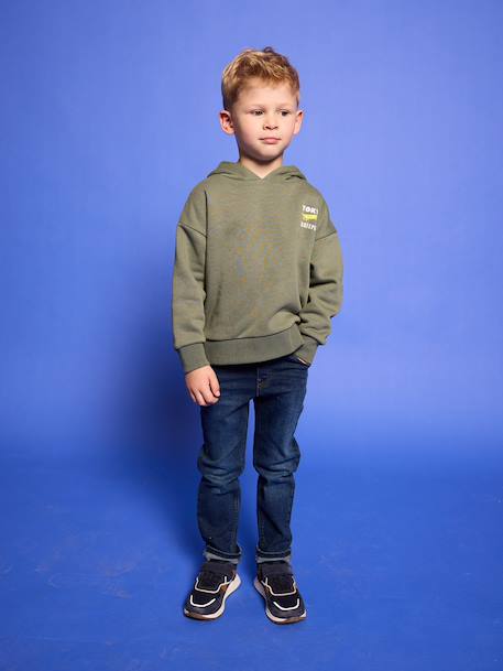 Hoodie with Motif on Chest for Boys, Basics orange+sage green 