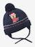 3-piece baby hat, snood and mittens set navy blue 