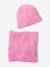 Knitted hat and snood set for girls fuchsia 