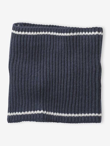 Pack of ribbed knit hat and snood for boys navy blue 