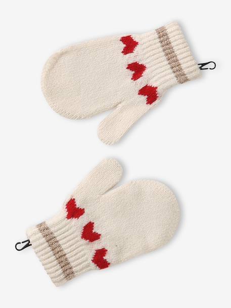 Girls' hat, snood and mittens set ecru 