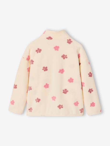 Fleece sweatshirt with zip fastening for girls vanilla 