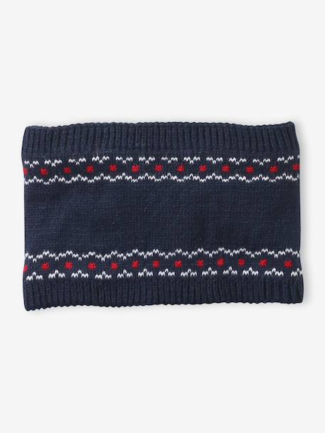 3-piece baby hat, snood and mittens set navy blue 