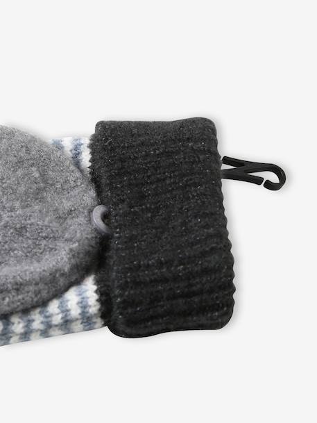 Striped Beanie + Snood + Gloves Set for Boys BLUE DARK TWO COLOR/MULTICOL+grey 