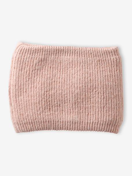 Hat, snood and mitten set for girls sand beige 
