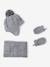 Baby hat, snood and mittens set marl grey 