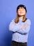 Button-through cardigan with long sleeves for girls blue+bordeaux red+rose 