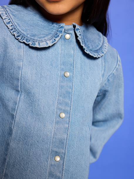 Denim shirt with long sleeves for girls double stone 
