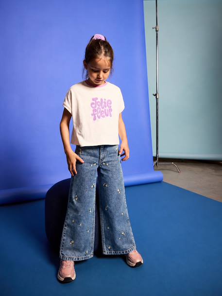 Short-sleeved T-shirt for girls ecru 