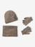 Hat, snood and gloves set for boys taupe 