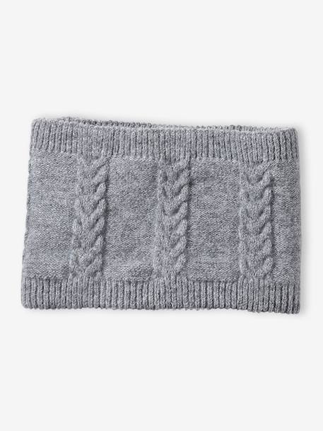 Baby hat, snood and mittens set marl grey 