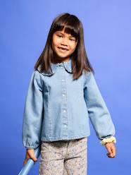 -Denim shirt with long sleeves for girls