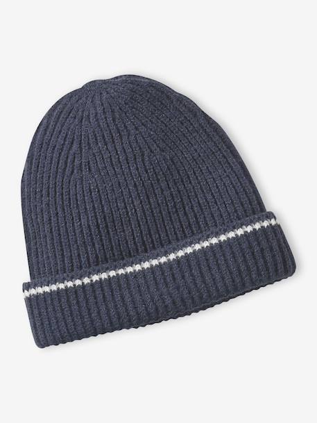 Pack of ribbed knit hat and snood for boys navy blue 