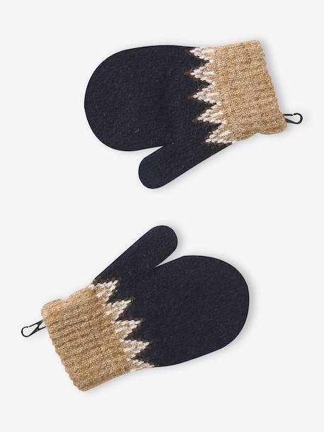 Hat, snood and gloves set for boys mocha 