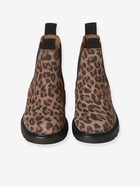 Leather elasticated ankle boots for girls beige 