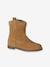 Leather zip-up boots for girls brown 