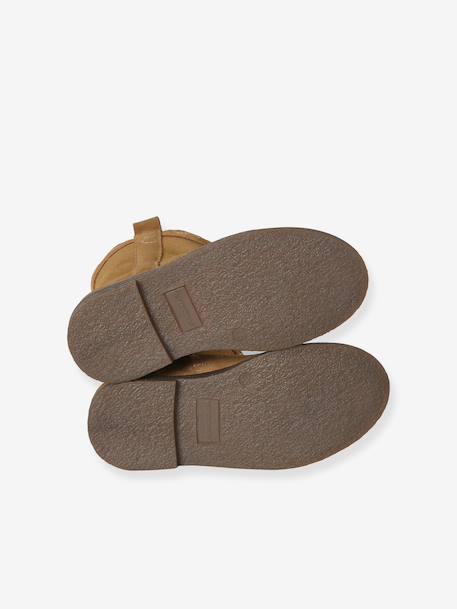 Leather zip-up boots for girls brown 