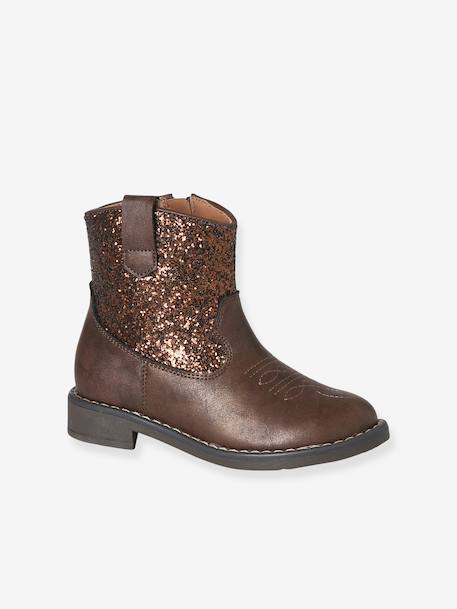Zip-up synthetic boots for girls brown 