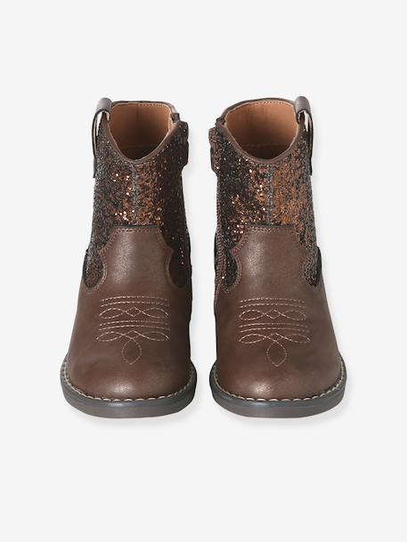 Zip-up synthetic boots for girls brown 